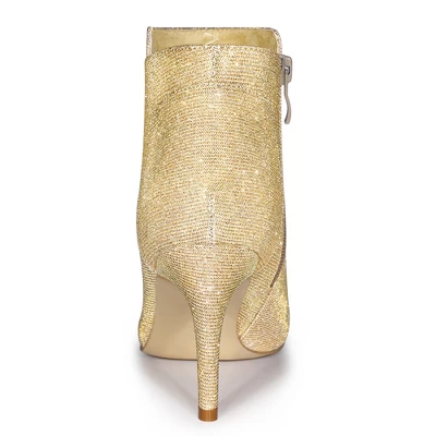 Allegra K Women's Glitter Pointed Toe Side Zip Stiletto Heel Ankle Boots 3 Allegra K Women's Glitter Pointed Toe Side Zip Stiletto Heel Ankle Boots - Image 3