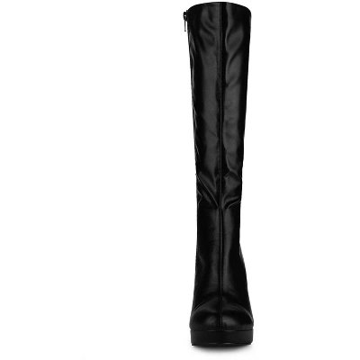 Allegra K Women's Chunky Heel Round Toe Platform Knee High Boots 1 Allegra K Women's Chunky Heel Round Toe Platform Knee High Boots