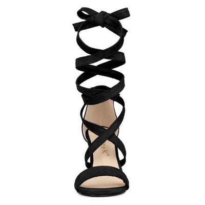 Allegra K Women's Lace Up Block Heels Sandals 2 Allegra K Women's Lace Up Block Heels Sandals - Image 2