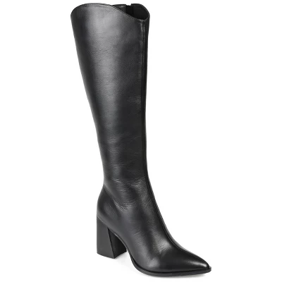 Journee Signature Womens Genuine Leather Laila Wide Calf Almond Toe Inside Zip Knee High Boots 9 Journee Signature Womens Genuine Leather Laila Wide Calf Almond Toe Inside Zip Knee High Boots - Image 9