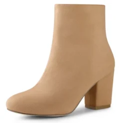 Allegra K Women Round Toe Side Zipper Block Heel Ankle Boots -Minnetonka Shoes Shop GUEST 1c374b53 9058 4afa a786 8c09baec971a