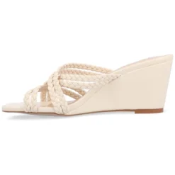 Journee Collection Womens Baylen Braided Strap Slip On Wedge Sandals