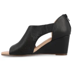 Journee Collection Womens Aretha Tru Comfort Foam Back Heel Zip Peep Toe Wedge Sandals