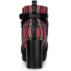 Allegra K Women's Plaid Pointed Toe Crisscross Strap Block Heels Ankle Boots -Minnetonka Shoes Shop GUEST 22b1e6c9 9ee7 4bf6 bcf3 6ff74752b7df