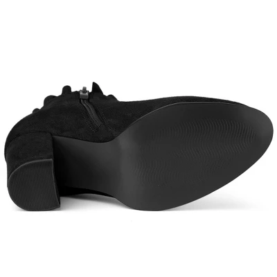 Allegra K Women's Ruffle Block Heel Ankle Boots 5 Allegra K Women's Ruffle Block Heel Ankle Boots - Image 5