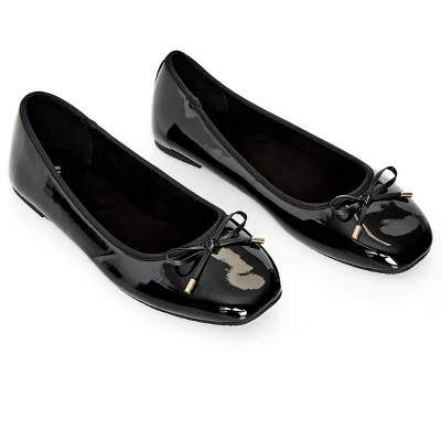 Women's WIDE FIT Patent Ballet Flat - Black | EVANS 5 Women's WIDE FIT Patent Ballet Flat - Black | EVANS - Image 5