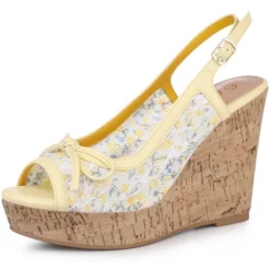 Allegra K Women's Wood Platform Heels Bow Lace Wedge Sandals -Minnetonka Shoes Shop GUEST 2673a2bc f9cd 450c 80b7 ebd9ec30983c