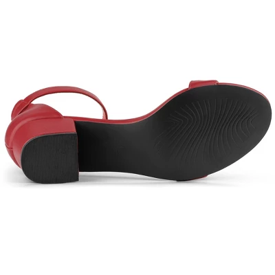 Allegra K Women's Block Low Heels Ankle Strap Sandals 4 Allegra K Women's Block Low Heels Ankle Strap Sandals - Image 4