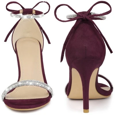 Perphy Women's Rhinestone Ankle Tie Stiletto Heels Sandals 2 Perphy Women's Rhinestone Ankle Tie Stiletto Heels Sandals - Image 2