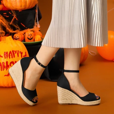 Allegra K Women's Espadrille Platform Ankle Strap Wedge Heel Sandals 1 Allegra K Women's Espadrille Platform Ankle Strap Wedge Heel Sandals