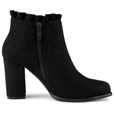 Allegra K Women's Ruffle Block Heel Ankle Boots 6 Allegra K Women's Ruffle Block Heel Ankle Boots - Image 6