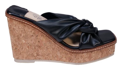 GC Shoes Neila Knotted Squared Toe Cork Slide Wedge Sandals 1 GC Shoes Neila Knotted Squared Toe Cork Slide Wedge Sandals