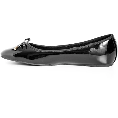 Women's WIDE FIT Patent Ballet Flat - Black | EVANS 3 Women's WIDE FIT Patent Ballet Flat - Black | EVANS - Image 3