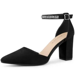 Allegra K Women's Pointed Toe Rhinestone Ankle Strap Chunky Heels Pumps -Minnetonka Shoes Shop GUEST 3c2ebe6d a4ab 4b4c 8b19 58825066604a