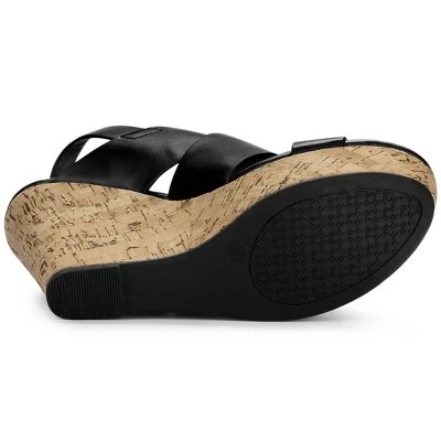 Allegra K Women's Wood Wedges Platform Wedge Sandals 5 Allegra K Women's Wood Wedges Platform Wedge Sandals - Image 5