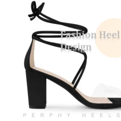 Perphy Women's Lace Up Strappy Clear Strap Chunky Heel Sandals -Minnetonka Shoes Shop GUEST 3fecac21 c31d 4d48 9727 b75f2f689e04