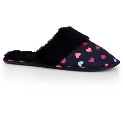 Women's EXTRA WIDE FIT Ellie Print Slipper - Black Heart | CLOUDWALKERS 3 Women's EXTRA WIDE FIT Ellie Print Slipper - Black Heart | CLOUDWALKERS - Image 3