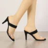 Allegra K Women's Clear Strap Stiletto Heel Slides Sandals