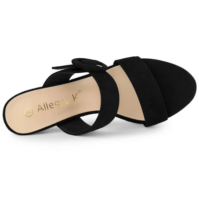 Allegra K Women's Opened Toe Buckle Stiletto Heels Slide Sandals 4 Allegra K Women's Opened Toe Buckle Stiletto Heels Slide Sandals - Image 4