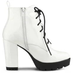 Allegra K Women's Lace Up Chunky Heels Platform Ankle Combat Boots -Minnetonka Shoes Shop GUEST 4d24dedd 43c4 4377 a780 81485843d851