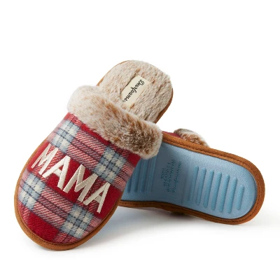 Women's Mama Bear Red Plaid Scuff Slippers 1 Women's Mama Bear Red Plaid Scuff Slippers