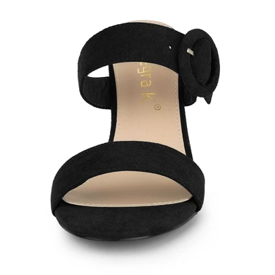 Allegra K Women's Opened Toe Buckle Stiletto Heels Slide Sandals 2 Allegra K Women's Opened Toe Buckle Stiletto Heels Slide Sandals - Image 2