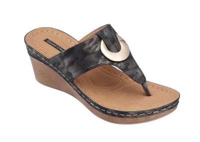 GC Shoes Genelle Hardware Comfort Slide Wedge Sandals 5 GC Shoes Genelle Hardware Comfort Slide Wedge Sandals - Image 5