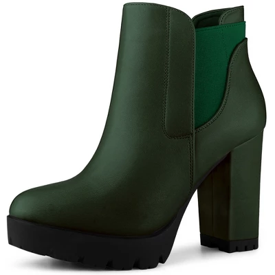 Perphy Women's Platform Chunky High Heels Chelsea Boots 10 Perphy Women's Platform Chunky High Heels Chelsea Boots - Image 10