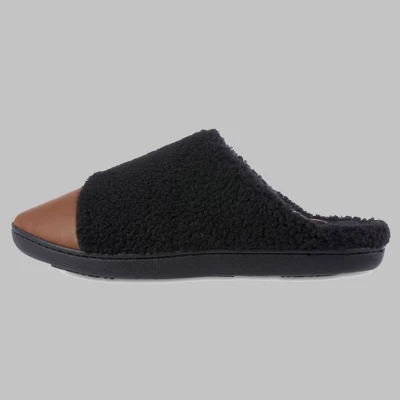 Isotoner Women's Tinsley Vegan Leather & Berber Clog Slippers 1 Isotoner Women's Tinsley Vegan Leather & Berber Clog Slippers