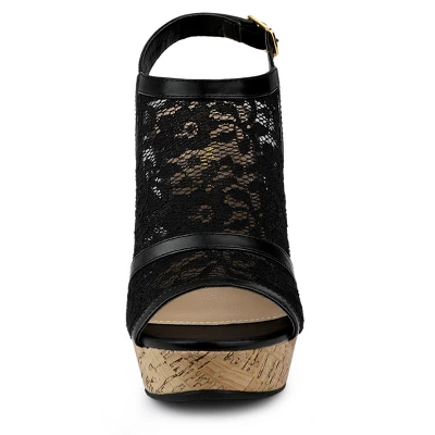 Allegra K Women's Open Toe Platform Heel Lace Wedges Sandals 1 Allegra K Women's Open Toe Platform Heel Lace Wedges Sandals