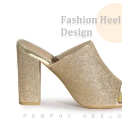 Perphy Women's Glitter Slip-on Chunky Heels Mule Sandal -Minnetonka Shoes Shop GUEST 5b833766 9cb7 45ec 9d0e 5d6516fc2f39