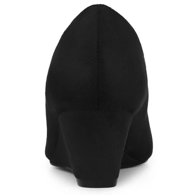 Allegra K Women's Pointy Toe Slip On Wedge Heel Pumps 2 Allegra K Women's Pointy Toe Slip On Wedge Heel Pumps - Image 2