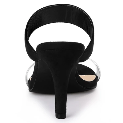 Allegra K Women's Clear Strap Stiletto Heel Slides Sandals 3 Allegra K Women's Clear Strap Stiletto Heel Slides Sandals - Image 3