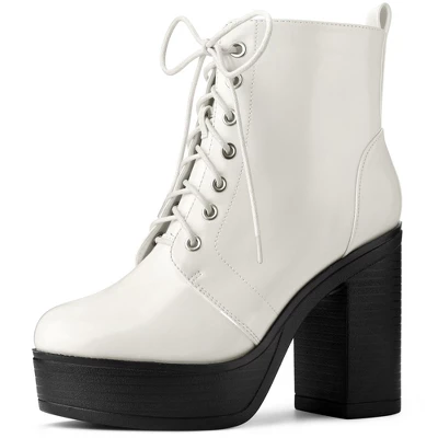 Perphy Women's Platform Lace Up Chunky Heel Western Combat Boots 7 Perphy Women's Platform Lace Up Chunky Heel Western Combat Boots - Image 7