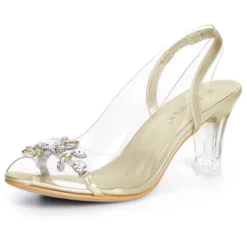 Allegra K Women's Clear Slingback Flower Rhinestone Peep Toe Heels Sandals -Minnetonka Shoes Shop GUEST 6607aeff ede0 410e 99ed 102f2eda906b