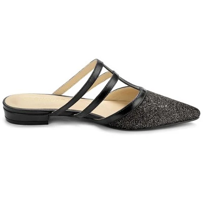 Allegra K Women's Glitter Pointed Toe Flats Mules 6 Allegra K Women's Glitter Pointed Toe Flats Mules - Image 6