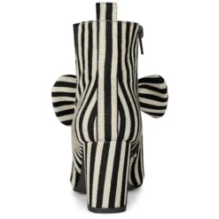 Allegra K Women's Pointed Toe Bow Striped Chunky Heels Ankle Boots -Minnetonka Shoes Shop GUEST 6875c015 b8c2 4fff 9d99 19bfe6d114e4