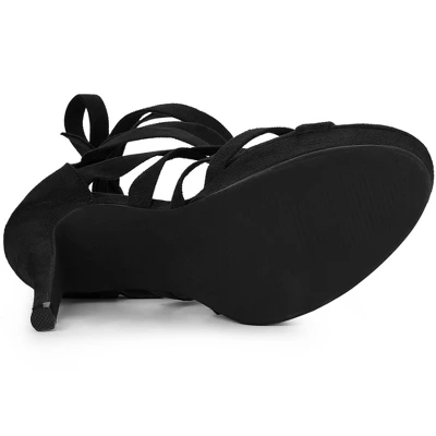 Perphy Strappy Platform Lace Up Stiletto Heels Sandals For Women 4 Perphy Strappy Platform Lace Up Stiletto Heels Sandals For Women - Image 4