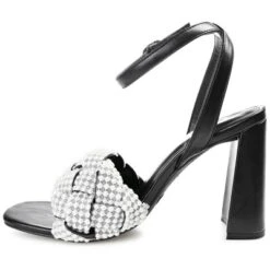 Journee Collection Womens Dua Tru Comfort Foam Pearl Accents Block Heel Sandals
