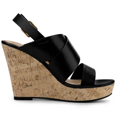 Allegra K Women's Wood Wedges Platform Wedge Sandals 6 Allegra K Women's Wood Wedges Platform Wedge Sandals - Image 6