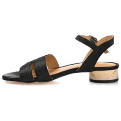 Journee Signature Womens Genuine Leather Starlee Buckle Ankle Strap Sandals