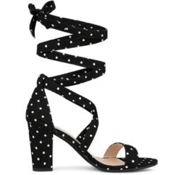 Allegra K Women's Polka Dots Lace Up Chunky Heels Sandals -Minnetonka Shoes Shop GUEST 72eaf583 4ba7 430d bcfd 3b5e9d7e36cd