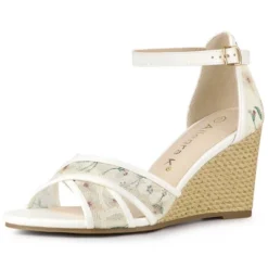 Allegra K Women's Floral Lace Mesh Wedges Sandals -Minnetonka Shoes Shop GUEST 75dbd9d5 c912 4fdb 91cb 7dbce013d085
