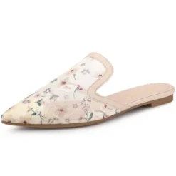 Allegra K Women's Pointed Toe Floral Embroidery Flats Mules -Minnetonka Shoes Shop GUEST 791cb70c 7a90 49b0 9921 fb9389140dba