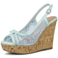 Allegra K Women's Wood Platform Heels Bow Lace Wedge Sandals -Minnetonka Shoes Shop GUEST 79b14cdb 1a9f 465f 809c 9ce25ae6d28c