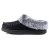 RockDove Women's Faux Fur Collar Moc Toe Slide Slipper