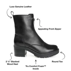 Journee Signature Womens Genuine Leather Norrah Round Toe Stacked Combat Booties -Minnetonka Shoes Shop GUEST 7dbf7959 587e 45fa a958 99a2efff9ebb