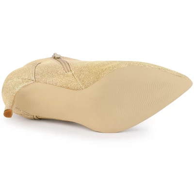 Allegra K Women's Glitter Pointed Toe Side Zip Stiletto Heel Ankle Boots 5 Allegra K Women's Glitter Pointed Toe Side Zip Stiletto Heel Ankle Boots - Image 5