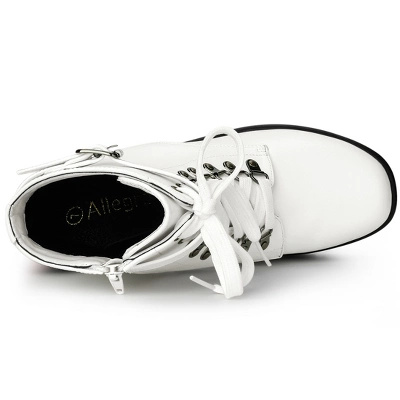 Allegra K Women's Zip Chunky Heel Platform Ankle Combat Boots 4 Allegra K Women's Zip Chunky Heel Platform Ankle Combat Boots - Image 4