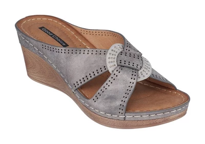 GC Shoes Giselle Perforated Comfort Slide Wedge Sandals 6 GC Shoes Giselle Perforated Comfort Slide Wedge Sandals - Image 6
